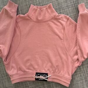 KITH 100% Cotton Cropped Mockneck Long Sleeve Sweater Sweatshirt Peachy Pink
